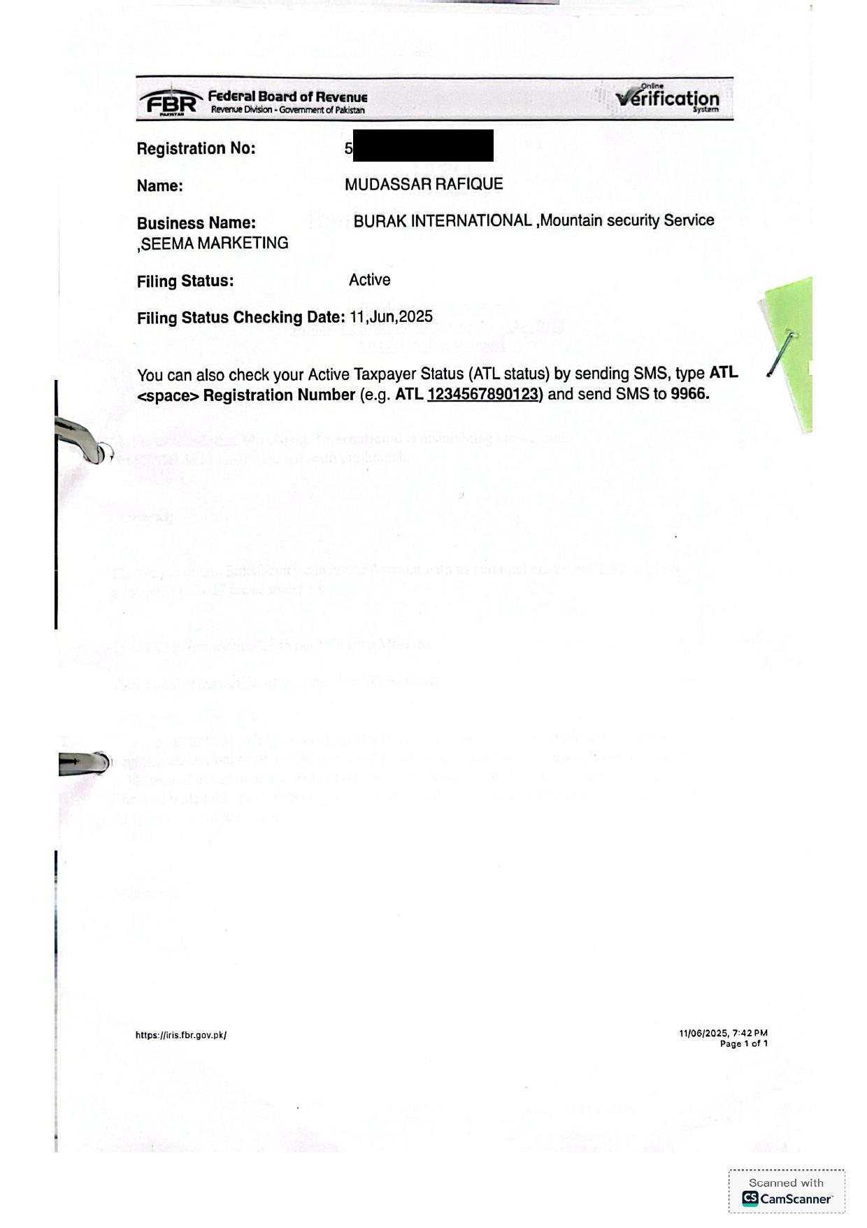Taxpayer Certificate certification