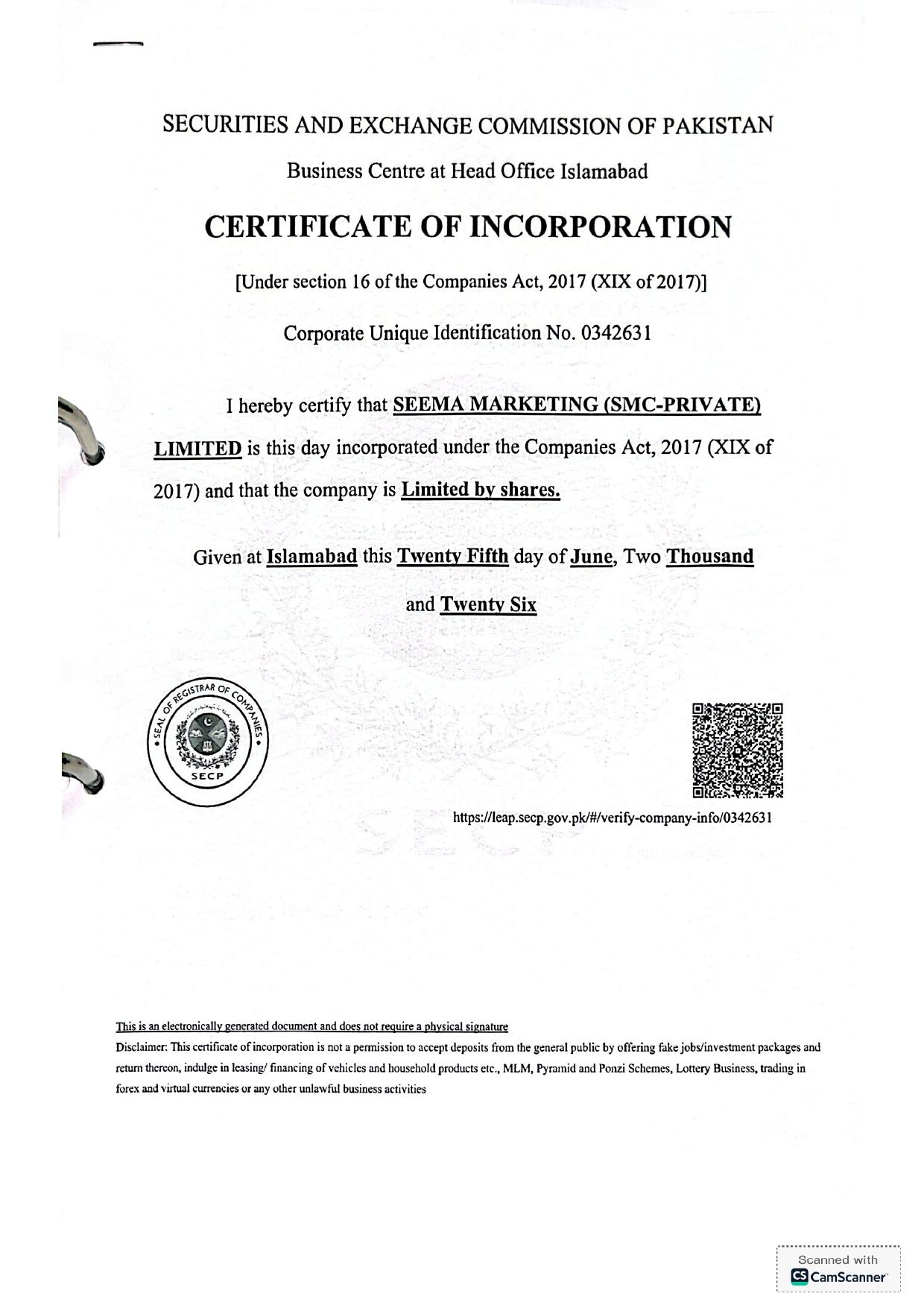 SECP Pakistan certification
